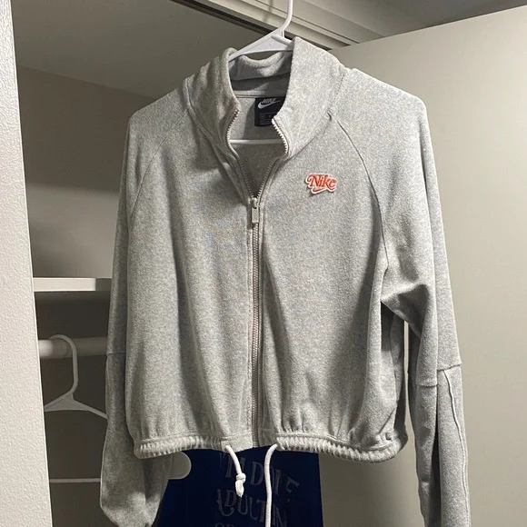 Y2K Vintage Nike Women Light Gray Zipper Jacket Jogger Set - Picture 4 of 10